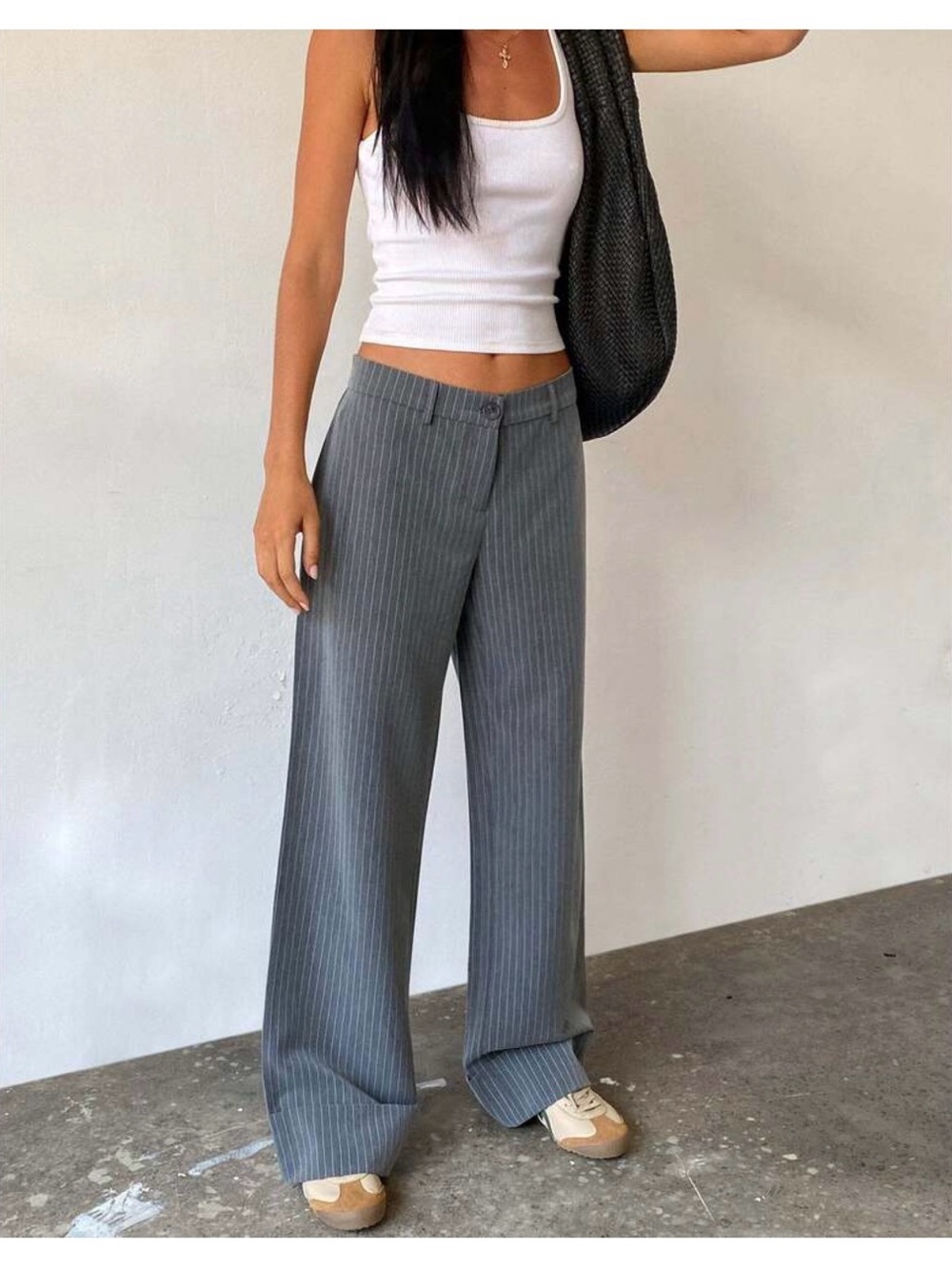 Motel rocks abba low rise pinstripe wide leg pants in gray y2k women’s size XS